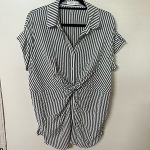 Vici Striped Gray and White Women's Tunic dress